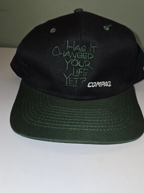 VTG 90s Compaq Computer Promo Hat Snapback Deadstock NWT Tech Slogan Rare